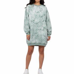 Lulus Sweater Womens XL Pastel Sage Tie Dye Blouson Dress Y2K Indie Atheisure